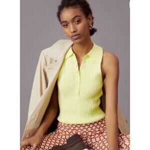 525 America Ribbed Chartreuse Sleeveless Polo Shirt Size XS